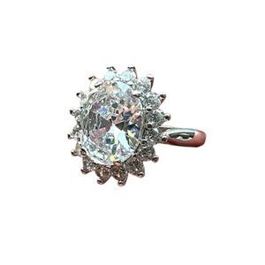 NEW Adjustable White Gold Plated CZ Halo Ring - Elegant Statement Piece